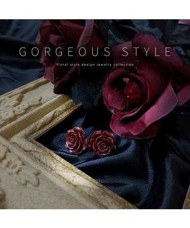 925 Sterling Silver Red Rose Dangle Earrings for Women, Teens, and Mothers - Pretty Blooming Carved Rose Design - Buy Online on GoSupps.com