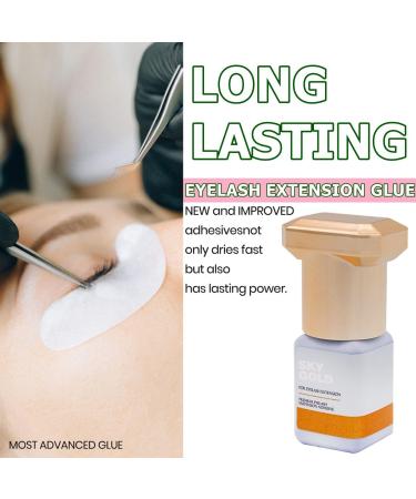 Sky Gold Glue Fast Eyelash Extension 5ml - Sensitive Skin Adhesive 3-4s Fast Drying 3-4 Weeks Retention No Fume - TUBeauty - Buy Online on GoSupps.com