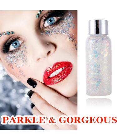 Mermaid Scale Glitter Gel - Long Lasting Body, Eye, Face & Nail Glitter for Festivals & Parties (White) - Buy Online on GoSupps.com