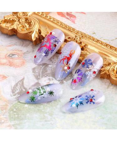 JMEOWIO 8 Sheets Christmas Nail Art Stickers Decals Colorful Golden Self-Adhesive DIY Nail Sticker Decals Design Nail Decorations for Party Women Girls - Colorful - Buy Online on GoSupps.com