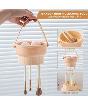 3-in-1 Cosmetic Brush Cleaning Mat Make Up Brush Cleaning Bowl Cosmetic Brush Cleaning Bowl Silicone Powder Puff Brush Egg Organiser Drying Tool (Skin Colours) skin-coloured - Buy Online on GoSupps.com