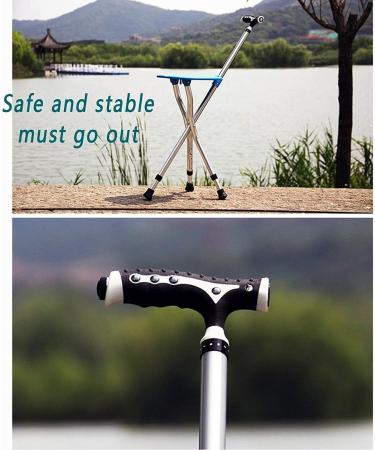 Canes Old Man Walking Stick with Seat Multifunctional Crutches Three Legged Folding Chair with LED Lights Lightweight Walking Stick for The Elderly Safehappy - Buy Online on GoSupps.com