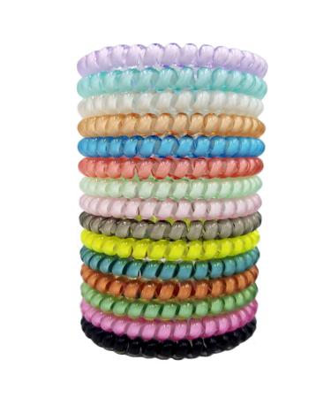 15 Pcs Spiral Hair Ties  Candy Color Coil elastics Hair Ties  Multicolor Small Spiral Hair Ties No Crease Hair Coils  Telephone Cord Plastic Hair Ties 15 color