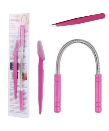 Hair Removal Spring  Kapmore Threading Hair Removal Removes Hair on The Upper Lip  Chin  Cheeks and Sideburns Including Facial Hair Epilator with Beauty Tweezers  Eyebrow Shaping Razor(Pink) (Pink)