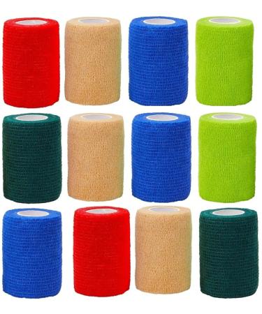 Breathable Self Adhesive Cohesive Bandage for Humans & Pets (Dogs Cats Birds) Sports Wrap Athletic Non Woven First Aid Medical Wrist Swelling (7.5 cm X 4.5 mtr Pack of 12)