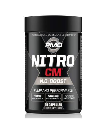 PMD Sports Nitro cm - Nitric Oxide with Agmatine Pre Workout Supplement - Muscle Growth Pre Workout with L Arginine - Endurance Boost for Hardcore Exercise, Training, and Bodybuilding - 90 Capsules 90 Count (Pack of 1)