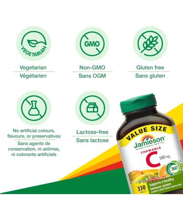 Jamieson Chewable Vitamin-C 500mg Value Supplement Pack(330 Count) Mixed 3 Flavors - Buy Online on GoSupps.com
