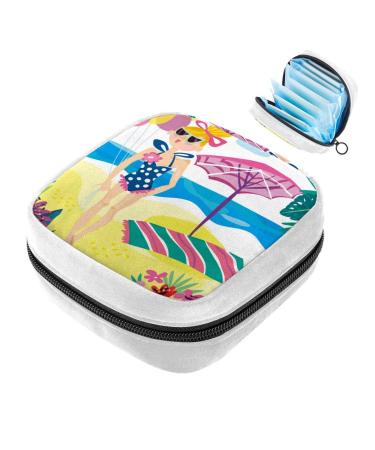 GIAPB Sanitary Napkin Storage Bag Period Bag Tampon Bag Makeup Bag Pad Pouch Beach Summer Color5316