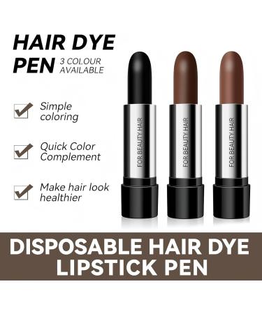 3 Pack Disposable Hair Dye Pens Portable LipstickLike Hair Color Stick Long Lasting Color and Fast Pigmentation Washable and Highly Saturating Covers White Hair at the Temples 02 Dark Brown - Buy Online on GoSupps.com