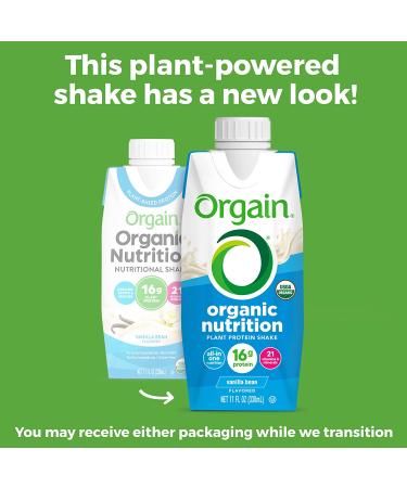 Orgain Organic Vegan Plant Based Vanilla Bean Shake - Meal Replacement with 16g Protein, 21 Vitamins & Minerals - Dairy Free, Gluten Free - 11 Fl Oz (Pack of 4) - Buy Online on GoSupps.com