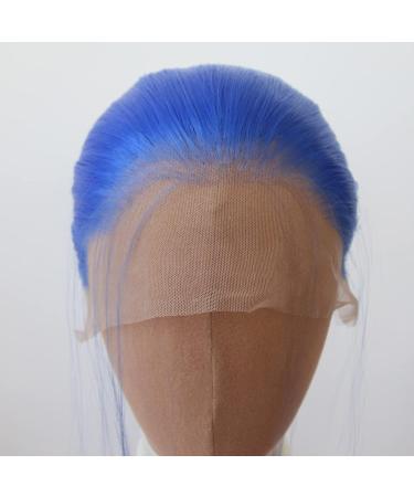 Blue Synthetic Lace Front Wig - Long Straight Hair for Black Women | Heat Resistant Fiber | Cosplay & Daily Wear - Buy Online on GoSupps.com