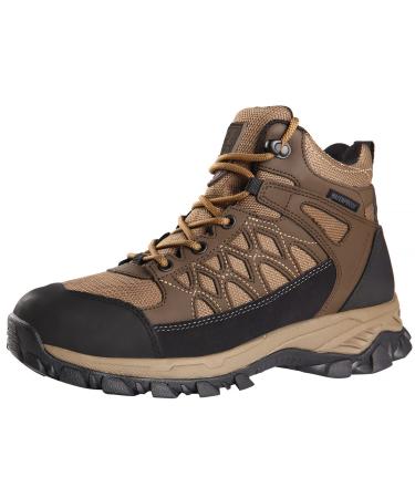 FREE SOLDIER Men's Hiking Boots Outdoor Lightweight Breathable Ankle Boots Waterproof for Trekking Hiking Black Brown 12