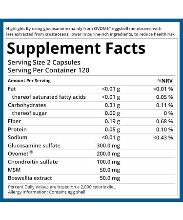 purmeo 5-Day Fast-Acting Joint Health Supplement - Support for Comfort Cartilage Strength & Flexibility - OVOMET Eggshell Membrane Glucosamine Chondroitin MSM & Boswellia - Made in Germany 120ct - Buy Online on GoSupps.com