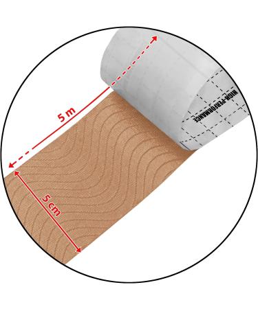 BB Sport Kinesiology Tape 5cm x 5m - Elastic Waterproof Muscle Support Straps in Beige | E-book & Brochure Included - Shop Now! - Buy Online on GoSupps.com