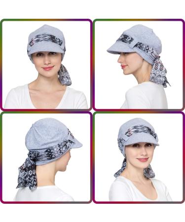 JarseHera Bamboo Cotton Chemo Newsboy Cap & Scarf Set - Light Gray - Buy Online on GoSupps.com
