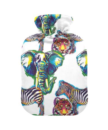 Hot water bottles with cover elephant tiger zebra hot water bag for pain relief children adults hot water bed warmer 2 liters