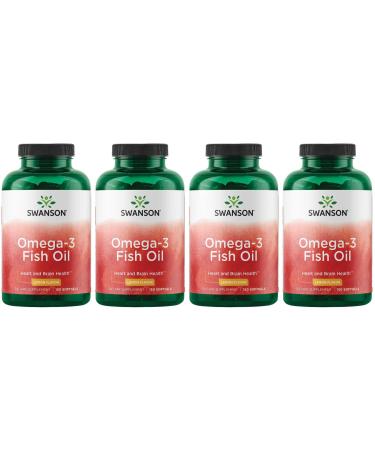 Swanson Omega 3 Fish Oil Supplement Heart Brain and Joint Support GMO-Free EFAs 180 mg EPA Plus 120 mg DHA 150 Softgel Capsules Lemon Flavor (4 Pack)