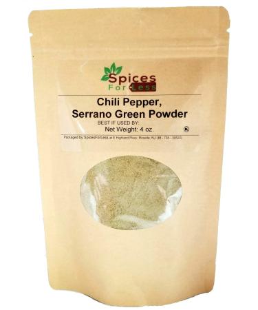 SFL Chili Pepper, Serrano Green Powder - Kosher - Resealable Pouch (4 oz)