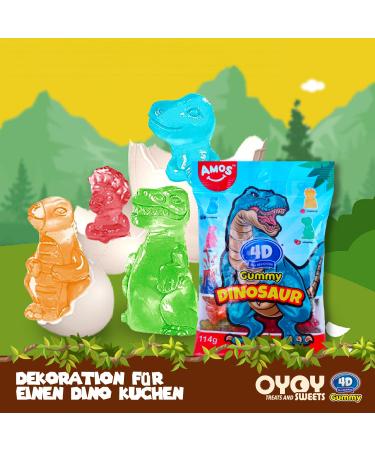 Buy 3x Amos 4D Rubber Dinosaur Fruit Gum - 114g Bag of 3D Dino Sweets for Children's Birthdays | International Shipping Available - Buy Online on GoSupps.com