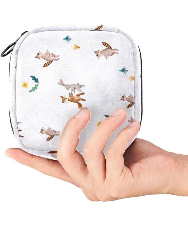 HomeDecorZone Portable Period Kit Bag for Girls - Cartoon Animal Design, Multicoloured - Pads and Tampons Pouch with Zipper - Buy Online on GoSupps.com