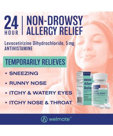 WELMATE Complete Allergy & Wellness Kit: Generic Xyzal Levocetirizine 5mg (24hr Support) Phenylephrine HCl Nasal Decongestant Doxylamine Sleep Aid Bifidobacterium Probiotic & Zinc Sulfate - Buy Online on GoSupps.com