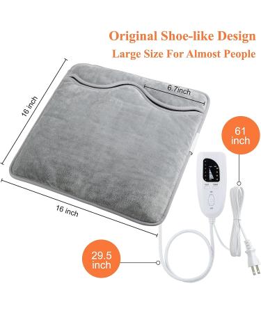 Electric Heated Foot Warmer - Aimshine Double-Side Heating Pad for Foot and Hand Pain Relief - Fast Heating, Auto Shut Off, 6 Temp, 4 Timer Settings - Large 16''x16'' - FT-1616 - Buy Online on GoSupps.com