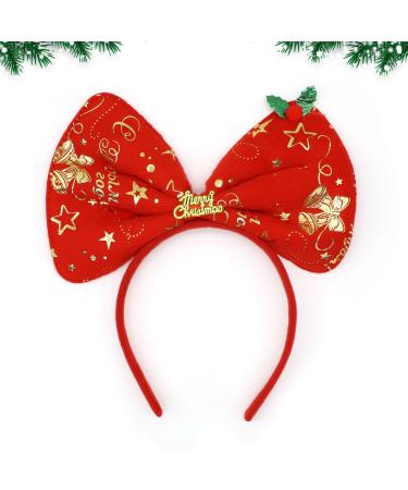 CHEERYMAGIC Christmas Headband Red Bow Headband Large Bow Hairband Christmas Hair Accessories for Kids Girls Women Princess Hair Bands A6-SDPDFG