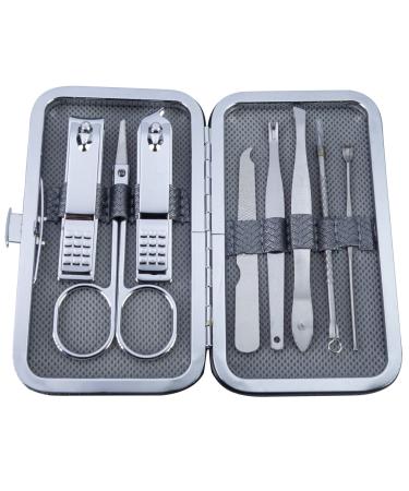 Exugimy Manicure Set Professional Nail Clippers Scissors And File Set Eyebrow Trimmer Scissor For Women And Men With Case (Silver)
