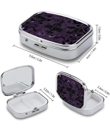 Purple Black Goth Spooky Pill Box | Cute Square Portable Tablet & Vitamin Organizer for Purse - Buy Online on GoSupps.com