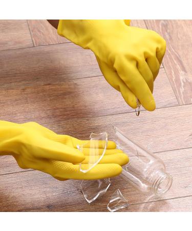 3 Pairs Rubber Gloves Thickening Cleaning Gloves Reusable Dishwashing Gloves Yellow Waterproof Gloves for Household - Buy Online on GoSupps.com