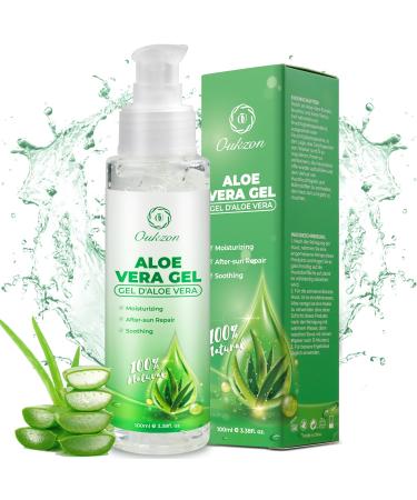 Aloe vera gel pure aloe vera gel portable for dry stressed skin & sunburn - 100% natural after sun lotion calming and nourishing moisture cream for face body hair 100ml 100 ml (1 Pack)