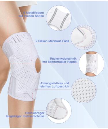 Buy Prowaves Knee Band for Men & Women - Adjustable Support with Side Stabilizers for Pain Relief Meniscal Tear ACL & Arthritis - Premium Sports Knee Brace - White - Buy Online on GoSupps.com