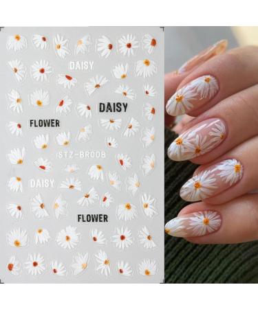 JMEOWIO 6 Sheets Flower Nail Art Stickers Decals Self-Adhesive Daisy Spring Summer Colorful Floral Nail Supplies Nail Art Design Decoration Accessories - Buy Online on GoSupps.com