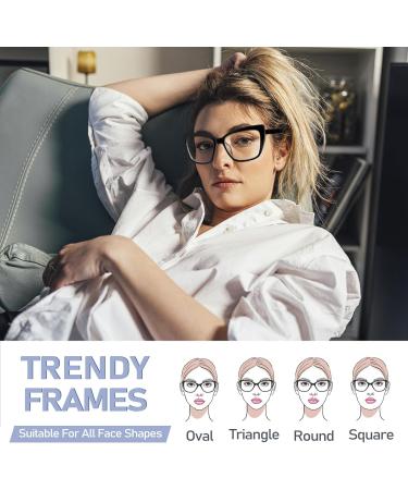 3-Pack Fashion Oversized Blue Light Reading Glasses for Women - Spring Hinge Cat Eye Style Anti Eyestrain Mix Colors 1.5x - Buy Online on GoSupps.com
