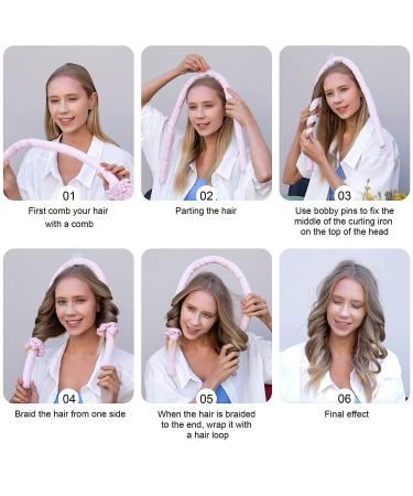 Silk No Heat Curling Headband Set for Long Hair - Includes 2 Hair Ties and 1 Hair Clip - Overnight Curling Rod Headband for Easy Styling - Pink - Buy Online on GoSupps.com