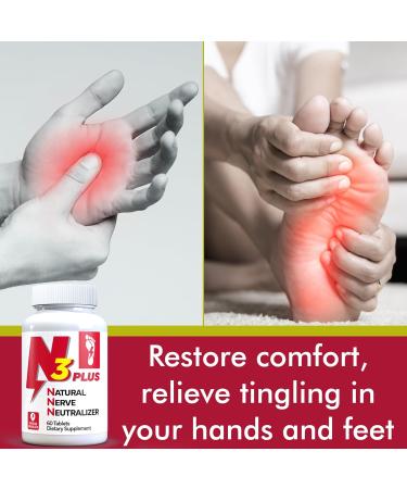 N3 Natural Nerve Neutralizer Plus - Advanced Nerve Support Supplement with Vitamin D3 B1 B6 B12 DHA & Turmeric - 60 Tablets for Repair & Regeneration - Buy Online on GoSupps.com