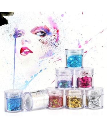 Nal Glitter Sequin Chunky Glitter - 8 Jar Set 8 Vibrant Colors for Face Nail & Makeup | Ideal for Festivals Masquerades & Halloween Party Decor - Buy Online on GoSupps.com