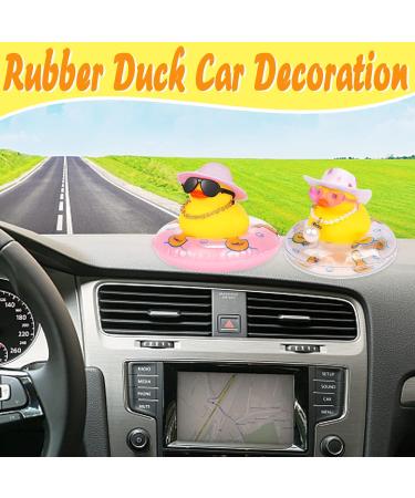 Carreuty 2PCS Yellow Rubber Duck Dashboard Decor Set - Baby Shower & Bath Toy Ornaments with Sunglasses, Guitar, Donut & Hat Chain - Summer Bedroom Decor - Buy Online on GoSupps.com