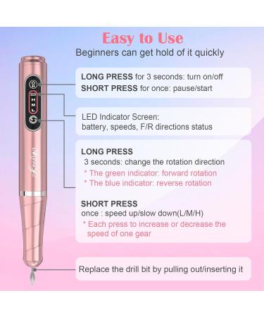 Kredioo Electric Nail Drill for Acrylic Gel Nails - 20000RPM Rechargeable Portable Manicure Set for Cuticle and Callus Removal - Cordless E File Nail Care Kit (Gold) - Buy Online on GoSupps.com