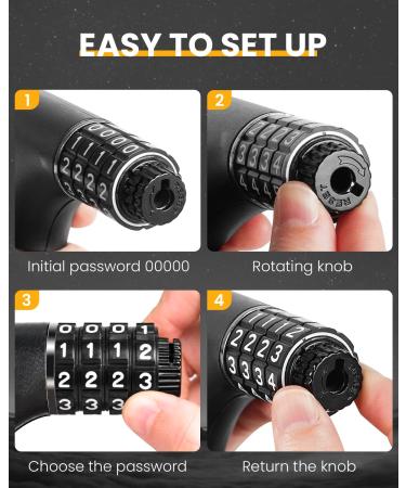 KEYSTP Bike Lock Cable - Combination & Key Password Retrieval - Anti-Theft Coiled Bike Lock with Mounting Bracket - Resettable for Bikes & Scooters - Buy Online on GoSupps.com