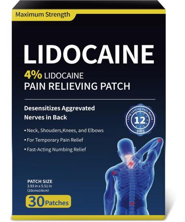 SZLGANG 4% Lidocaine Pain Relief Patches - (Large 30 Count) Maximum Strength Relief for Back Neck Shoulder Joint & Muscle Pain 3.9 x 5.5 -030 - Buy Online on GoSupps.com