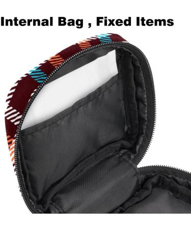 Shop Stylish Women's Binding-Up Bags | Orange Brown & Blue Checkered Tampon Storage with Zip Pockets - Buy Online on GoSupps.com
