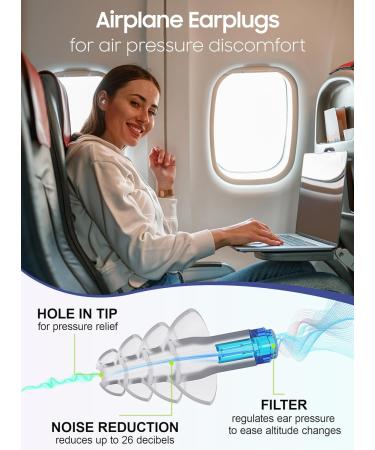 Buy Soft Silicone Ear Plugs for Airplane Pressure Relief - 2 Pairs 26dB Reusable Travel Essentials Ear Protection for Flying - Buy Online on GoSupps.com