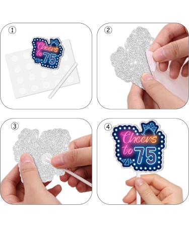 18pcs Blue Fluorescence Glitter Dessert Cupcake Topper Cheer to Let s Glow Crazy Straight Outta 1949 Theme Decoration Supplies Happy 75th Birthday Anniversary Wedding Party Decor Supplies - Buy Online on GoSupps.com