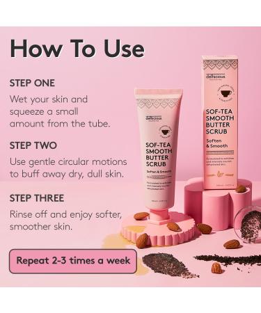 Delhicious Black Tea Body Scrub - Natural Vegan Exfoliator for Very Dry Skin | Hydrating Moisturizer with Shea Butter & Almond Oil - 140ml - Buy Online on GoSupps.com