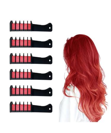MPEEJ Temporary Hair Chalk for Girls Hair Chalk Combs Washable Hair Chalk 6 Colors Kids Chalk for Age 4 5 6 7 8 9 10 Gifts for Girls on Birthday Cosplay Christmas Parties (Red)