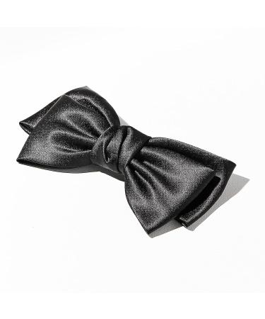 Black Satin Bow Barrette - Handmade Hair Clip for Girls & Women | 90's Summer Decor Accessory | Birthday Gift - Buy Online on GoSupps.com
