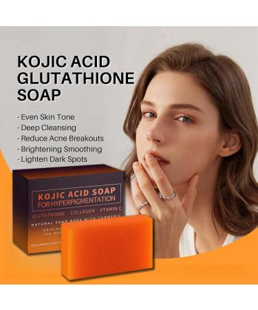Kojic Acid Soap Turmeric Brightening Soap Turmeric Soap Bar Turmeric Kojic Acid Dark Spot Remover Soap Bars Kojic Acid Soap for Face and Body Kojic Acid & Turmeric Soap Face Soap Bar for Men and Women - Buy Online on GoSupps.com