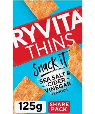 Ryvita Thins Snack It Sea Salt & Cider Vinegar Flvour 125g Pack of 6 Sea salt and Cider Vinegar 125.00 g (Pack of 6) - Buy Online on GoSupps.com