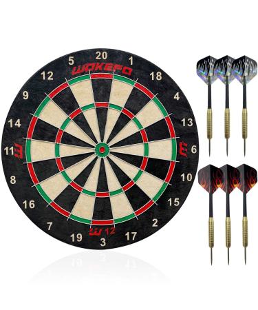 Bristle Dartboard Dart Board Set: Regulation Size Compressed Sisal Dartboards with Printed Number and Staple-Free Bullseye, Included 6 Steel Tip Darts 18g and Dartboard Mounting Kits W12-02